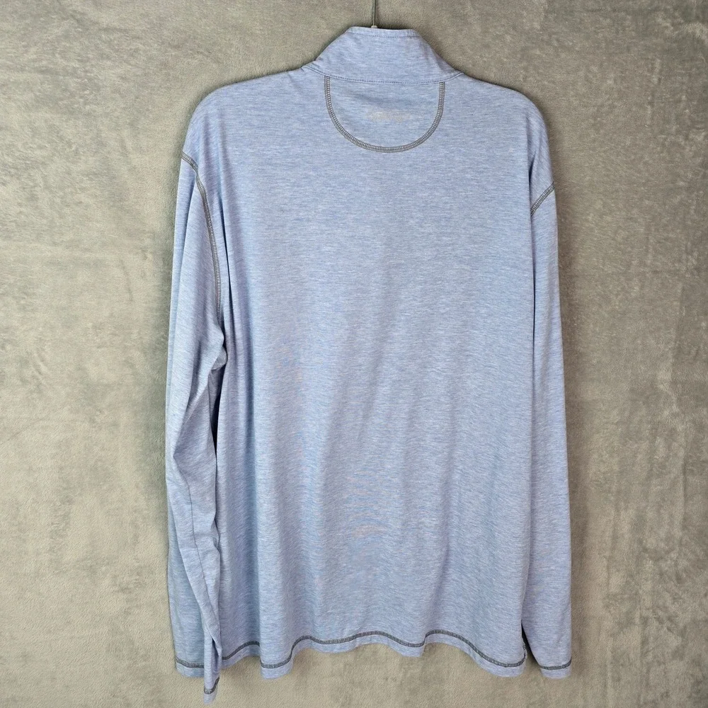 Orvis Trout Bum Mens XL Quarter Zip Pullover Light Blue Heather 1R47 Long Sleeve